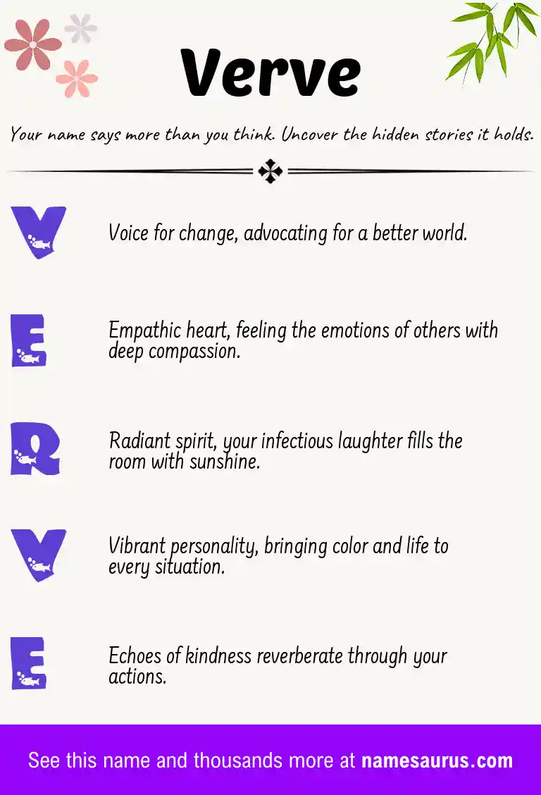 Acrostic poem about Verve.