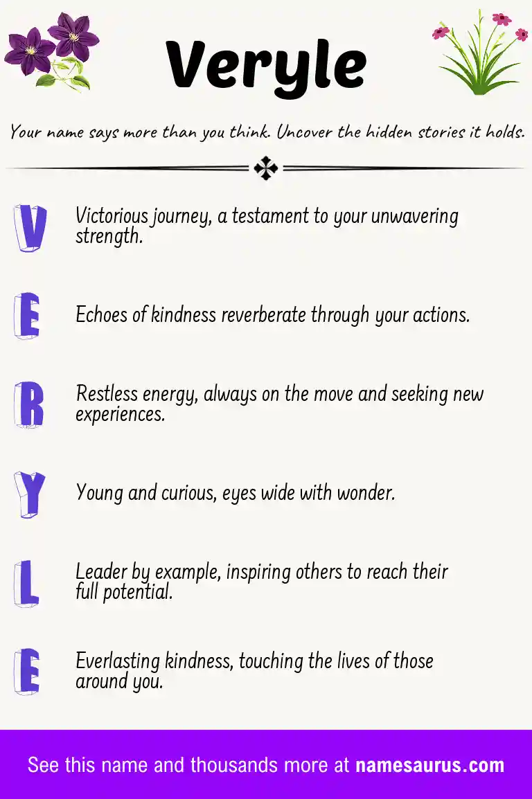 Acrostic poem about Veryle.