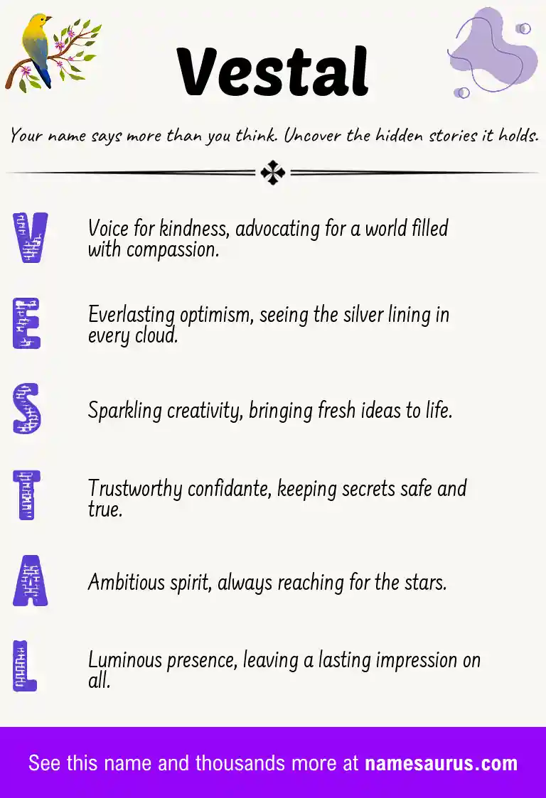 Acrostic poem about Vestal.