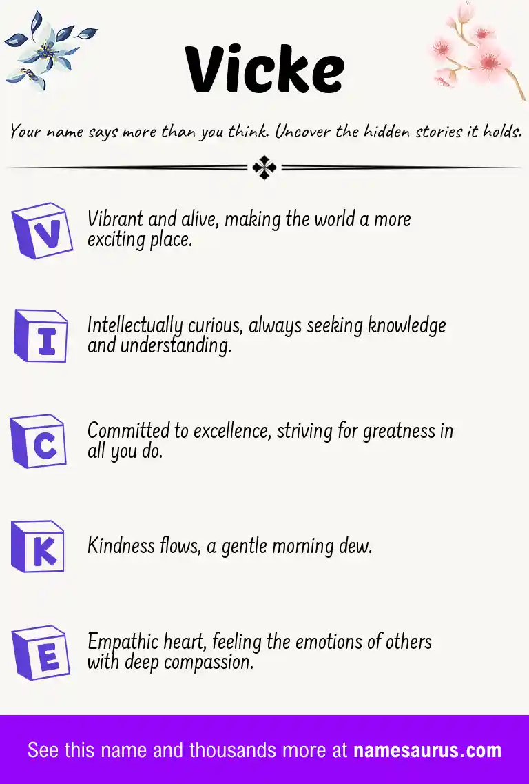 Acrostic poem about Vicke.