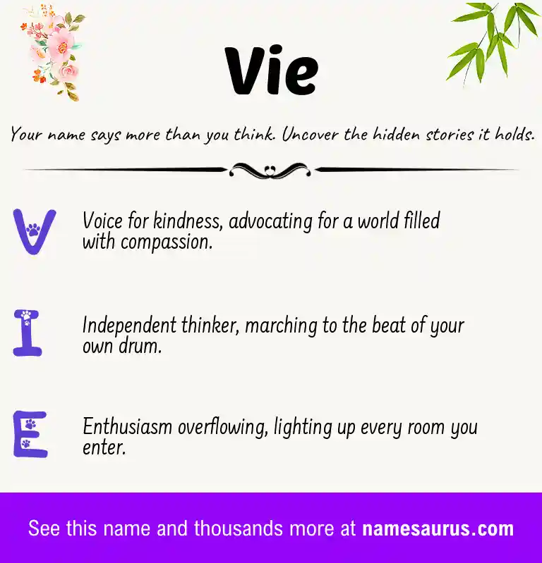Acrostic poem about Vie.