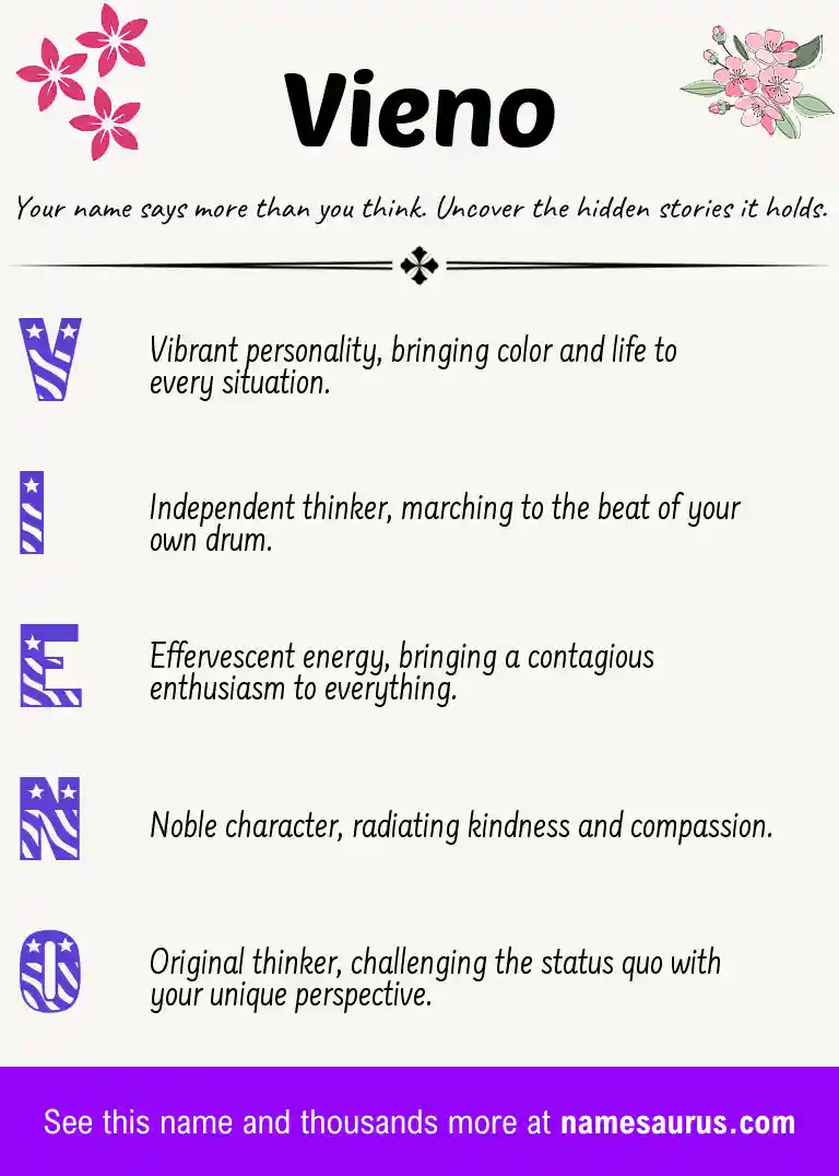 Acrostic poem about Vieno.
