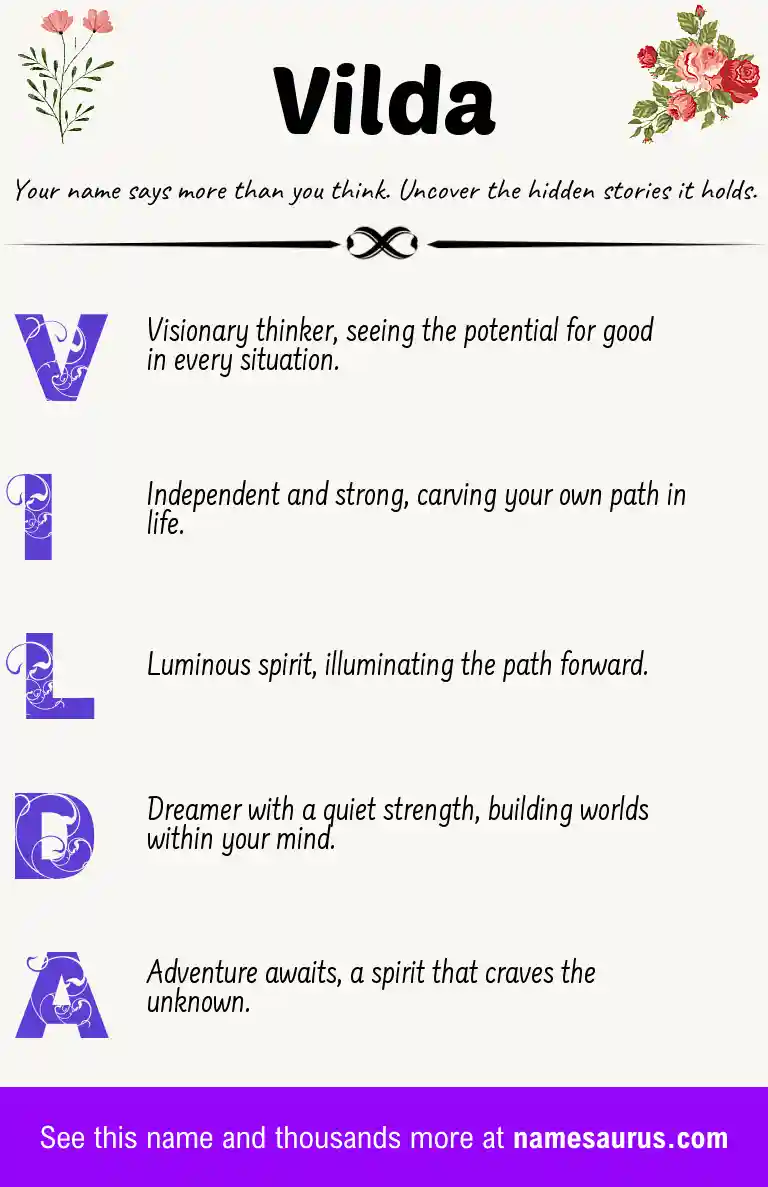 Acrostic poem about Vilda.