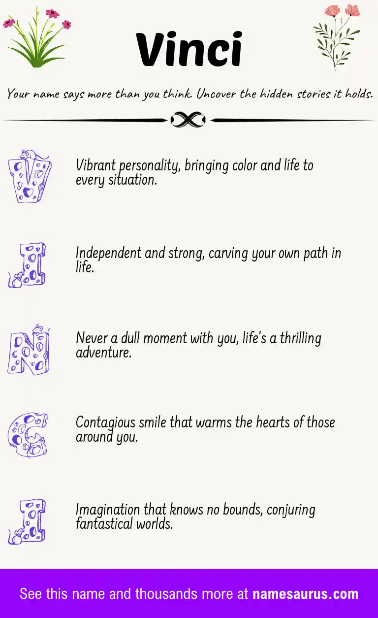 Acrostic poem about Vinci.