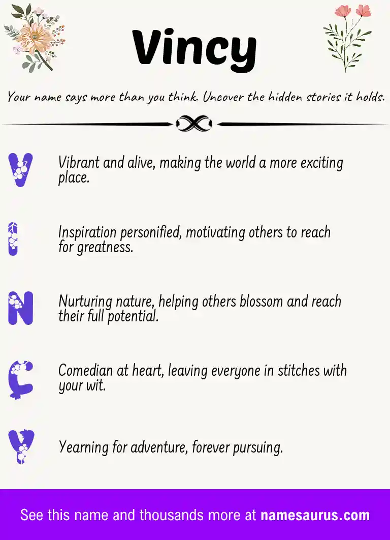 Acrostic poem about Vincy.