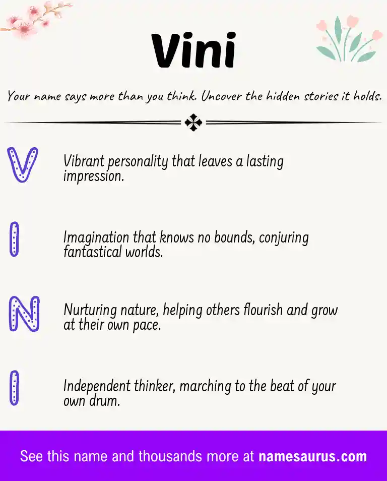 Acrostic poem about Vini.