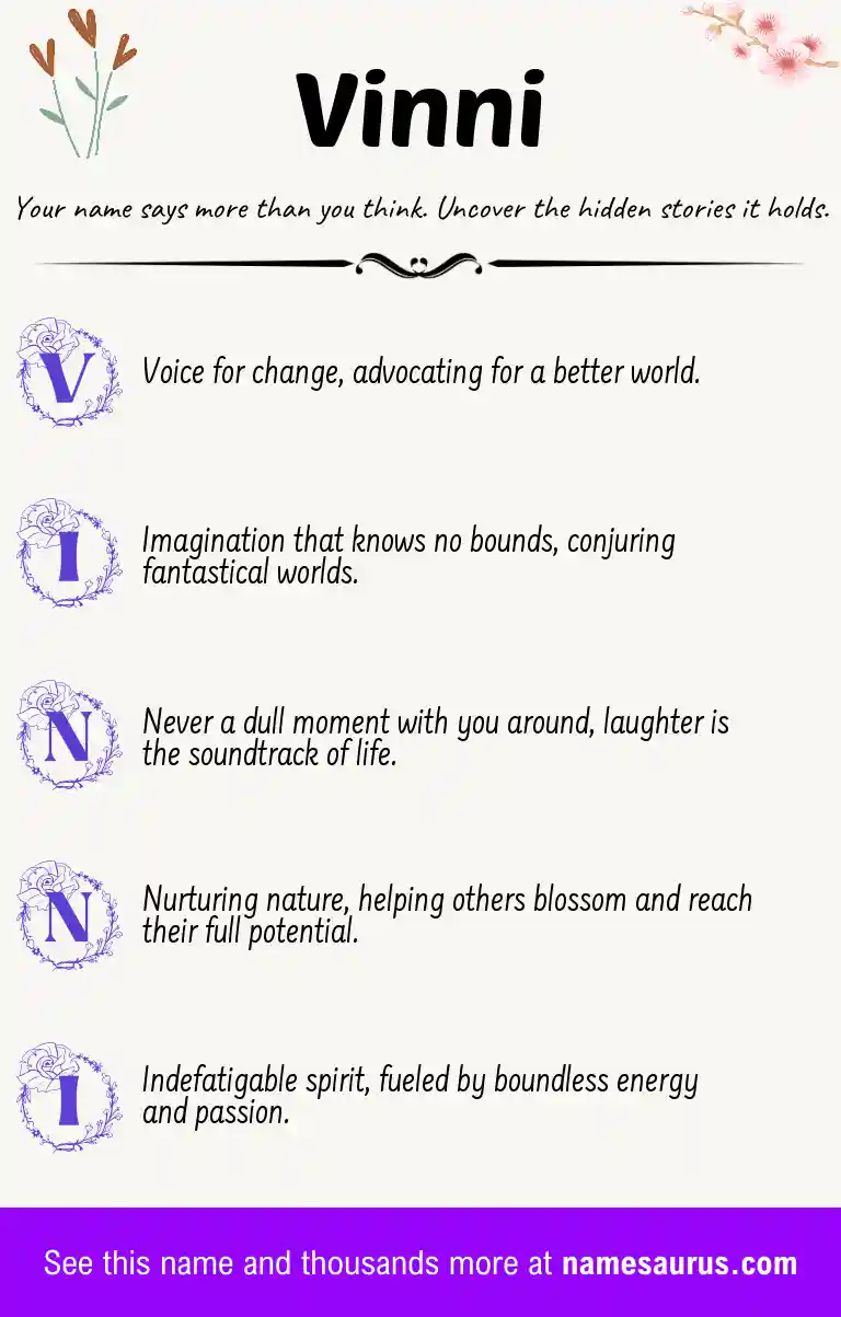 Acrostic poem about Vinni.
