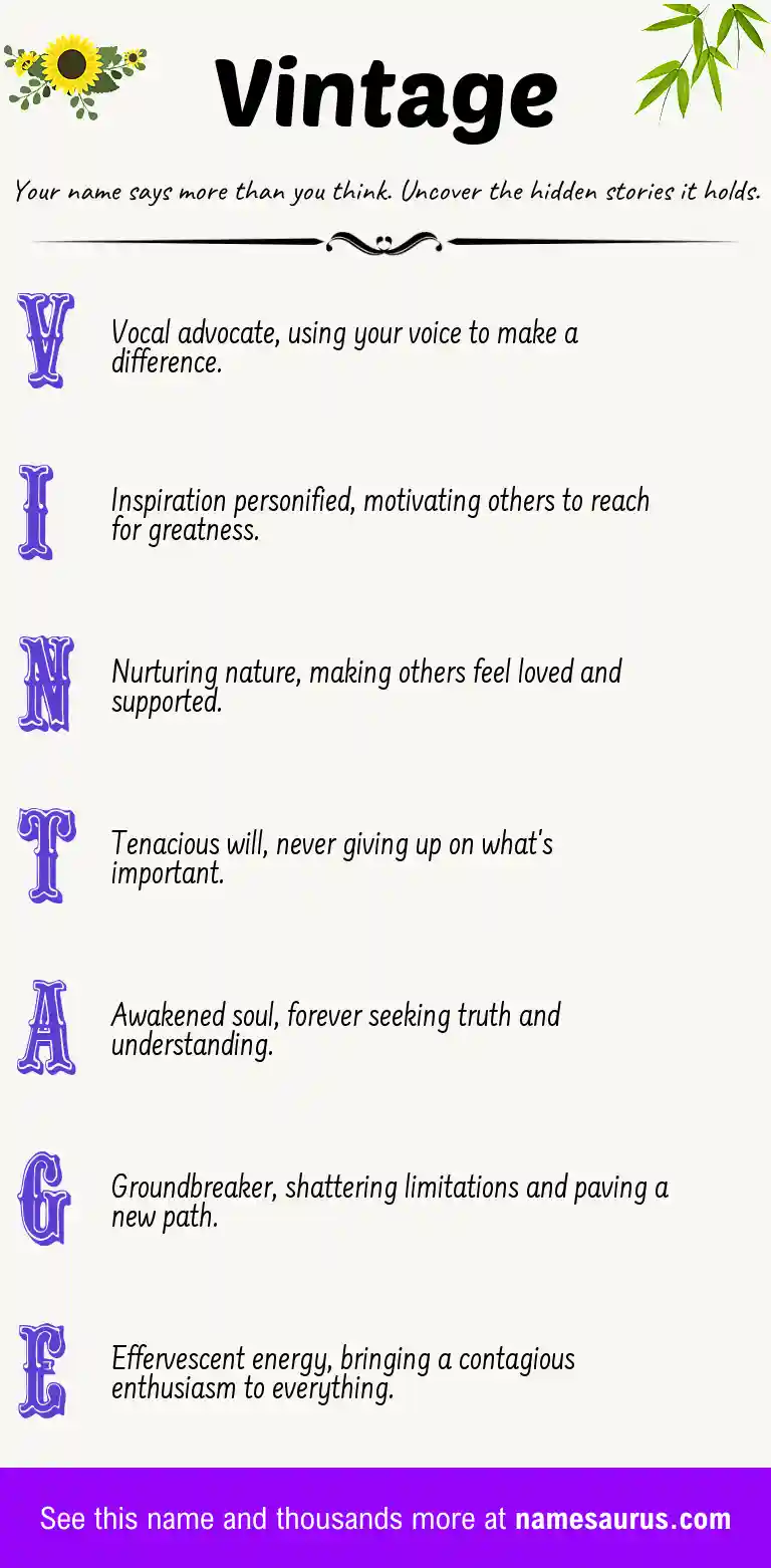 Acrostic poem about Vintage.