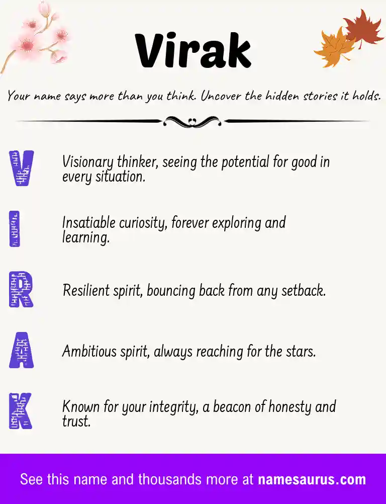 Acrostic poem about Virak.