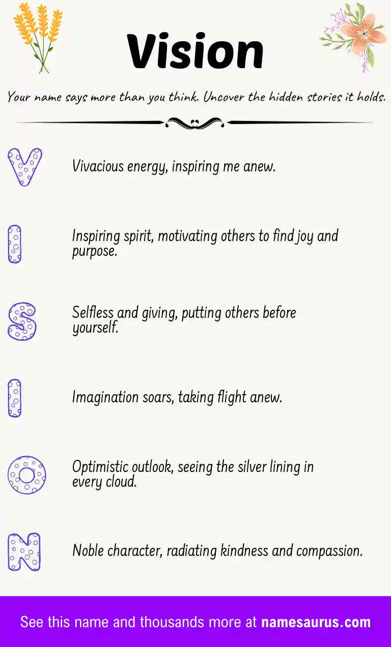 Acrostic poem about Vision.