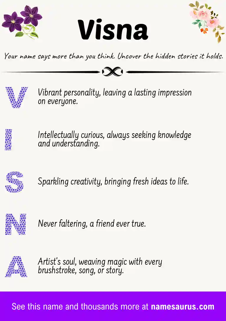 Acrostic poem about Visna.