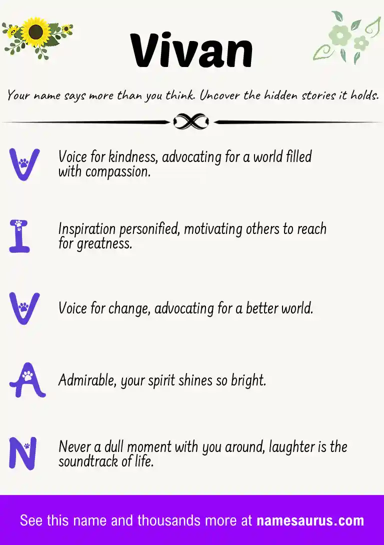 Acrostic poem about Vivan.