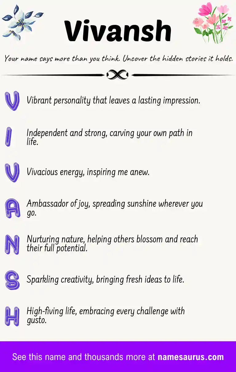 Acrostic poem about Vivansh.