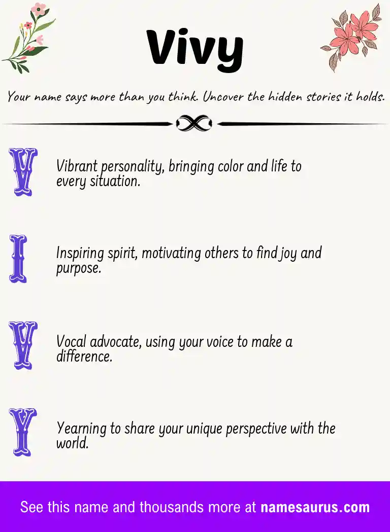 Acrostic poem about Vivy.