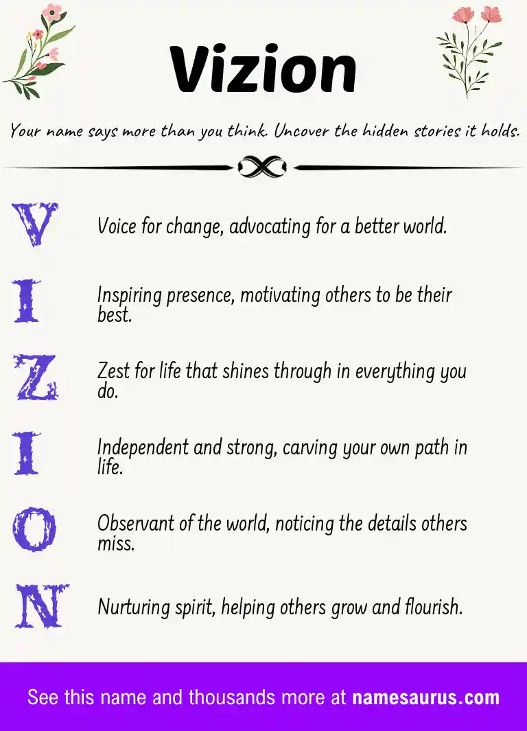 Acrostic poem about Vizion.