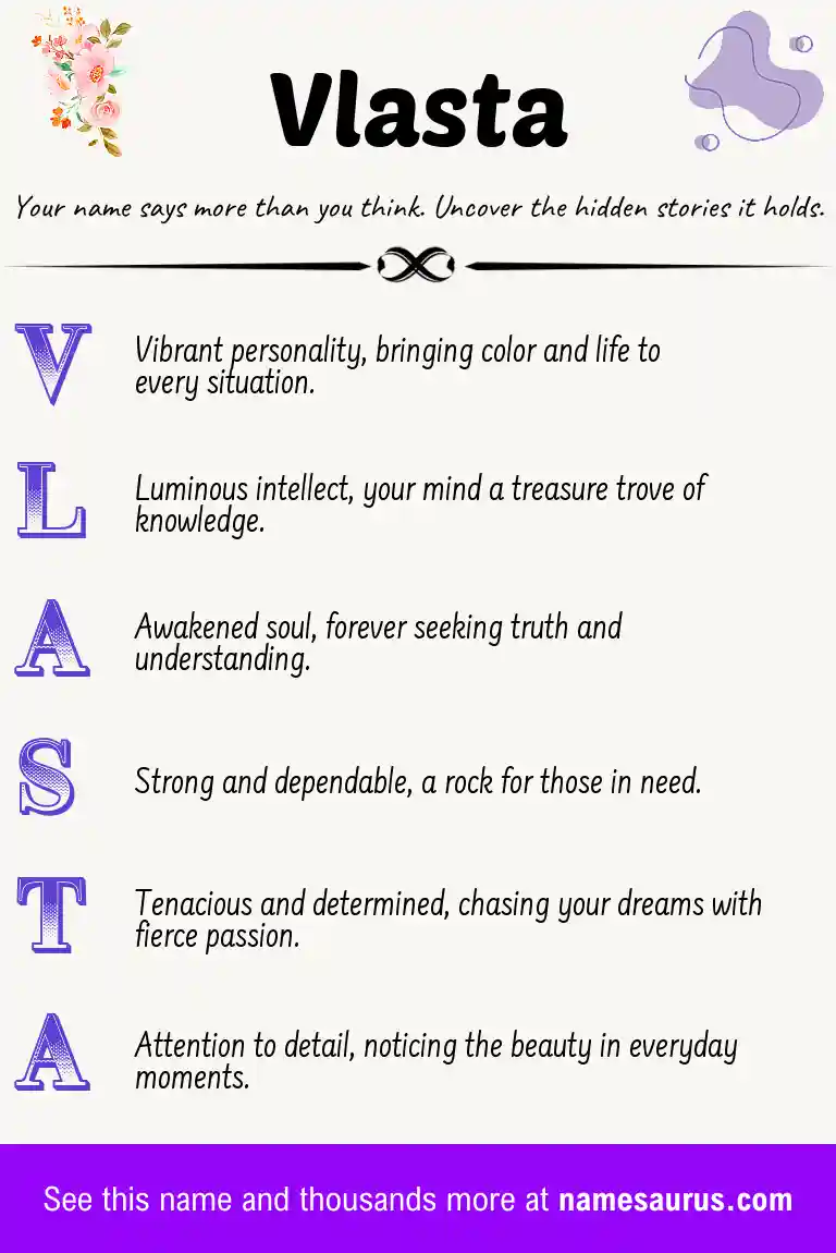Acrostic poem about Vlasta.