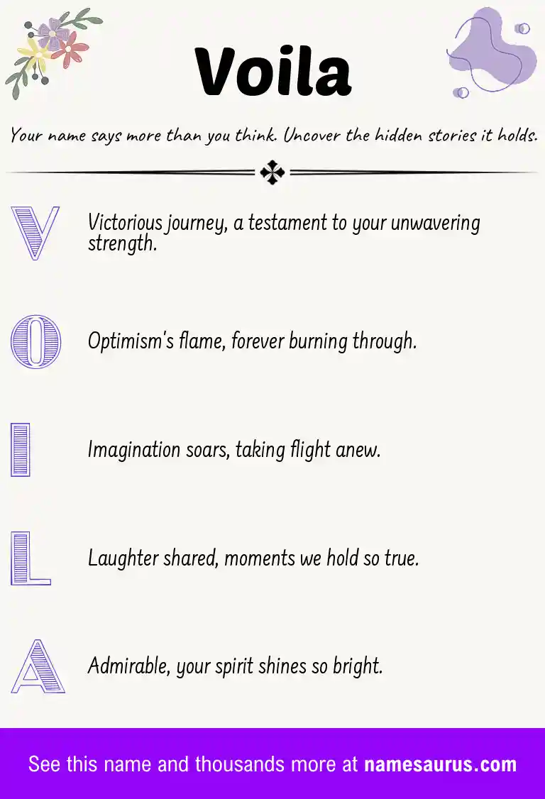 Acrostic poem about Voila.