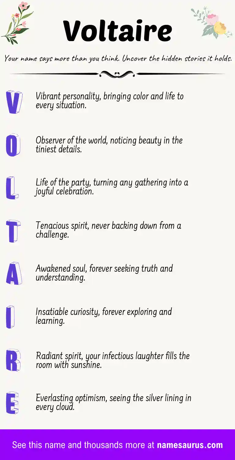 Acrostic poem about Voltaire.