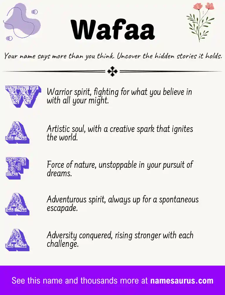 Acrostic poem about Wafaa.