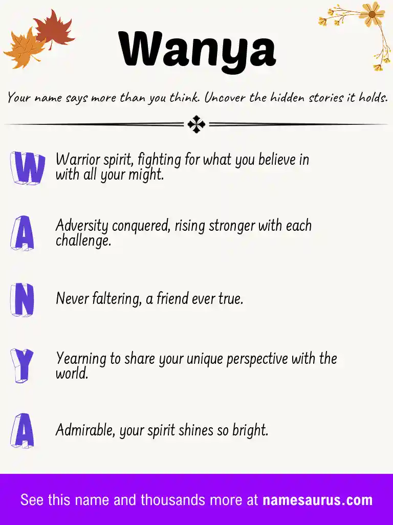 Acrostic poem about Wanya.