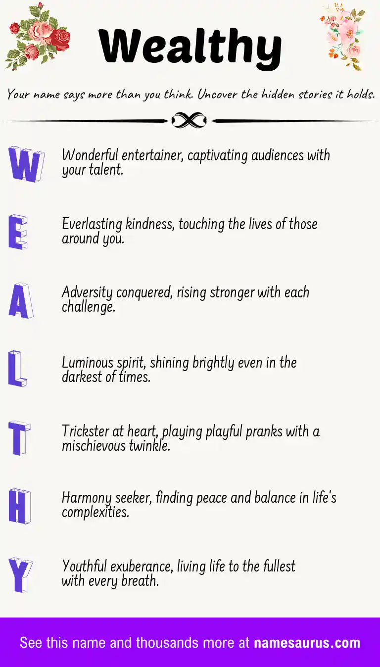 Acrostic poem about Wealthy.