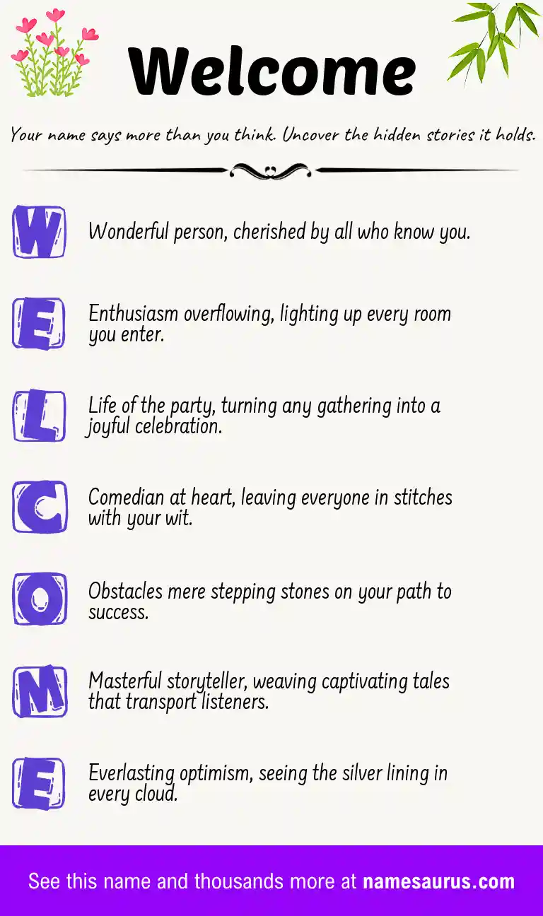 Acrostic poem about Welcome.