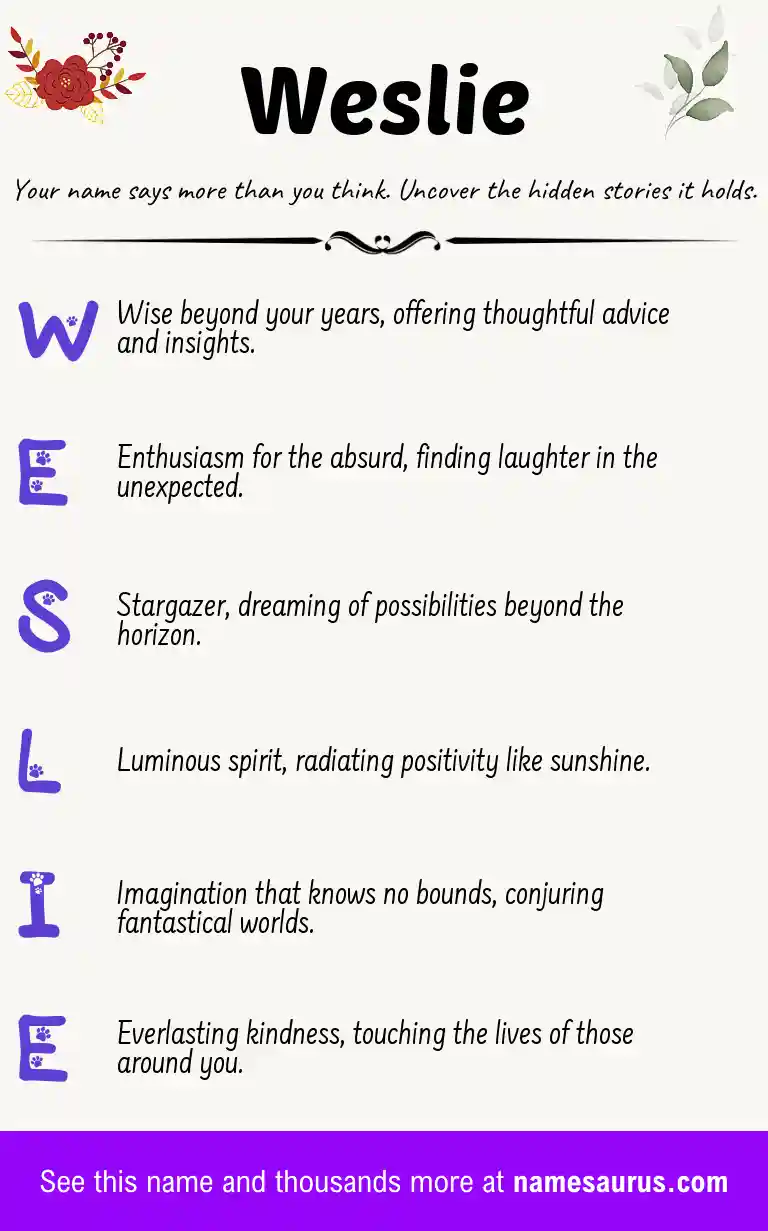 Acrostic poem about Weslie.
