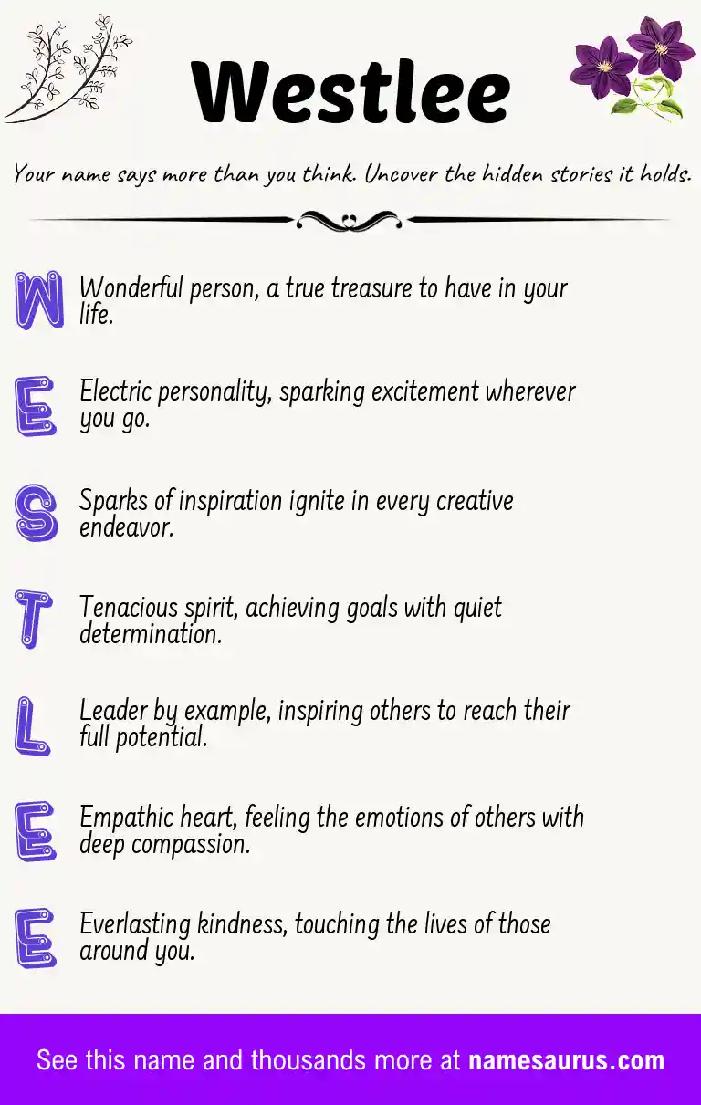 Acrostic poem about Westlee.