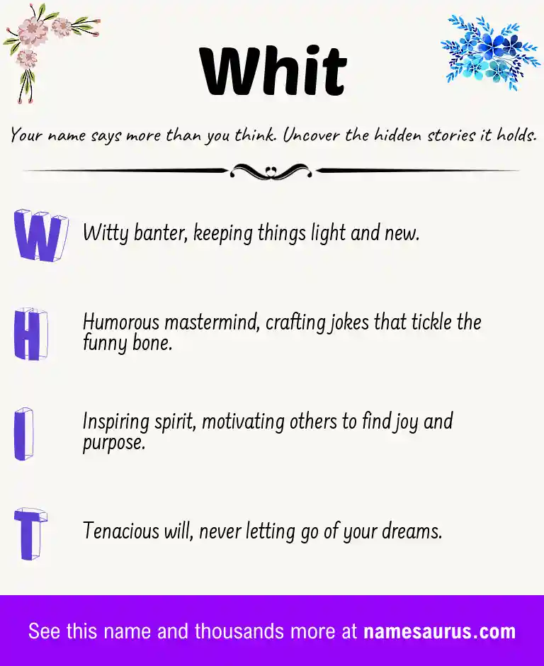 Acrostic poem about Whit.