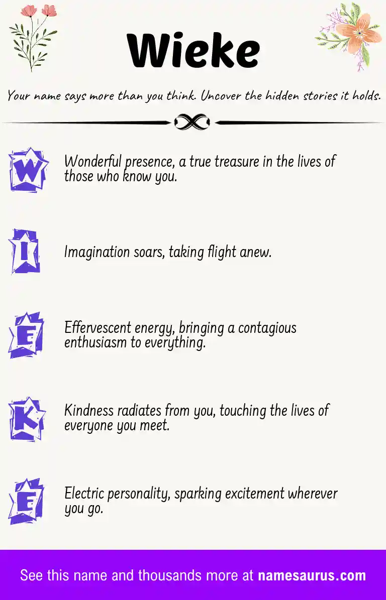 Acrostic poem about Wieke.
