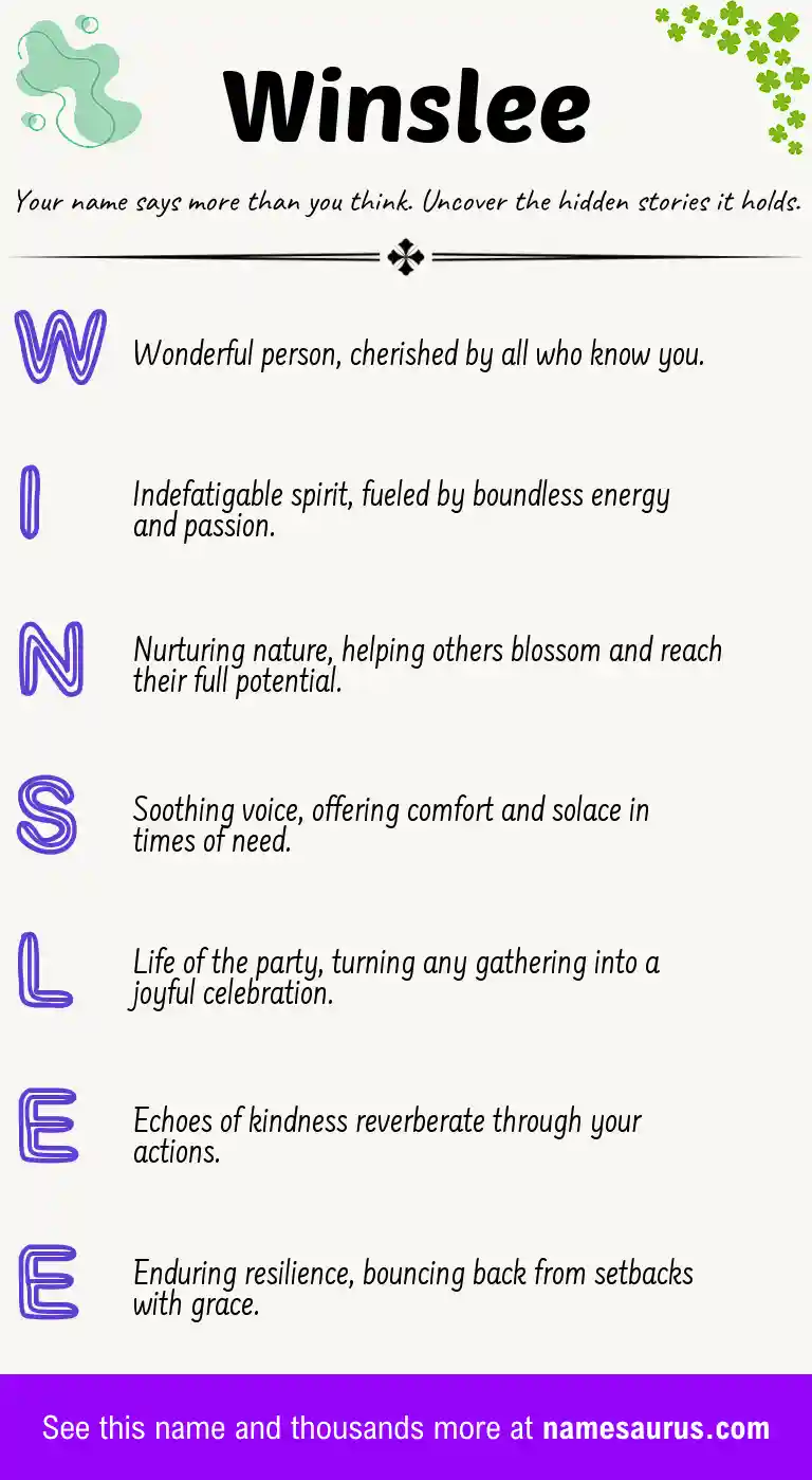Acrostic poem about Winslee.