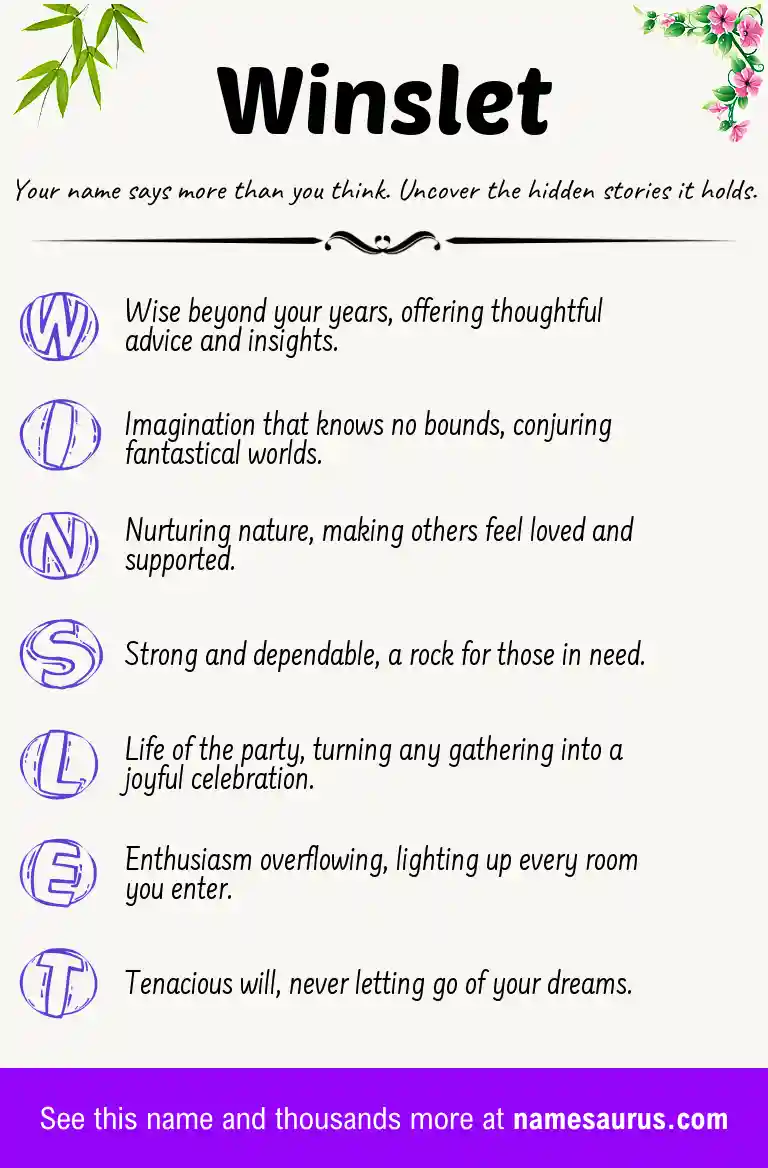 Acrostic poem about Winslet.