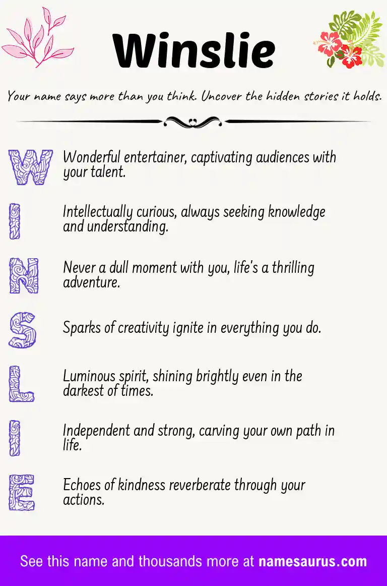 Acrostic poem about Winslie.