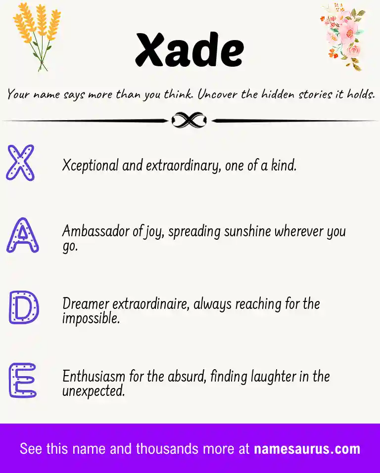 Acrostic poem about Xade.