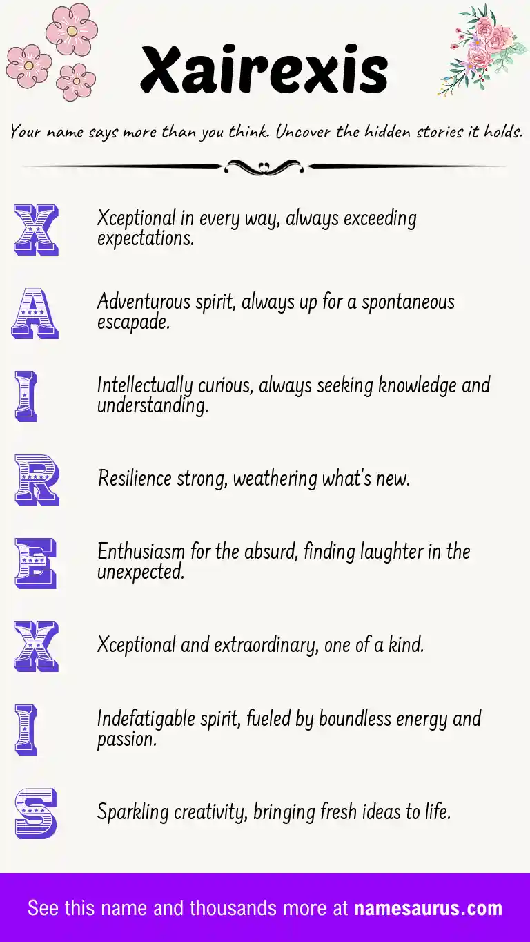 Acrostic poem about Xairexis.