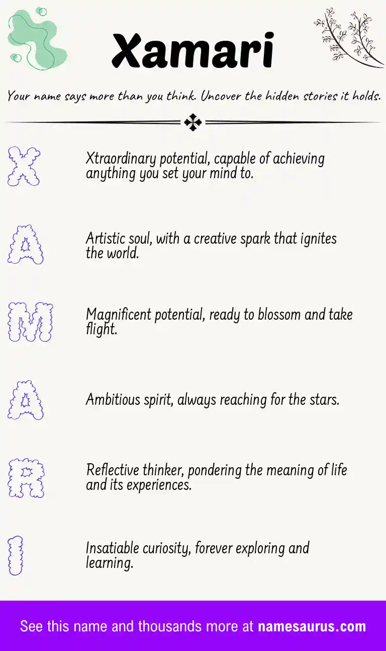 Acrostic poem about Xamari.