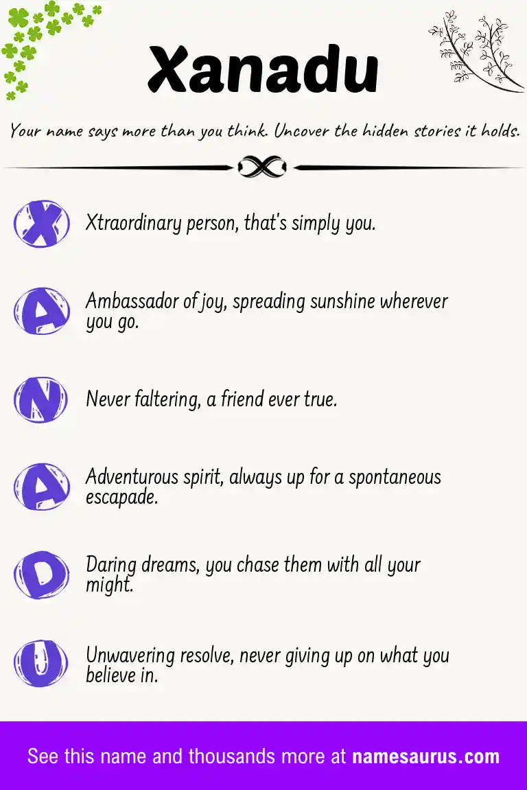 Acrostic poem about Xanadu.