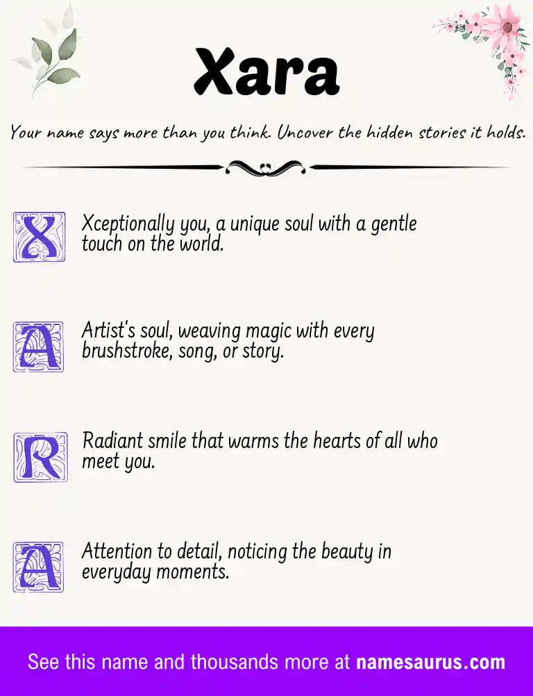 Acrostic poem about Xara.