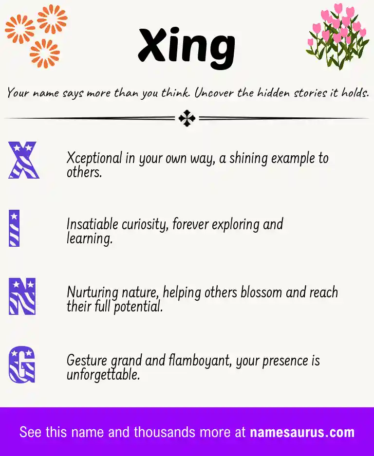 Acrostic poem about Xing.