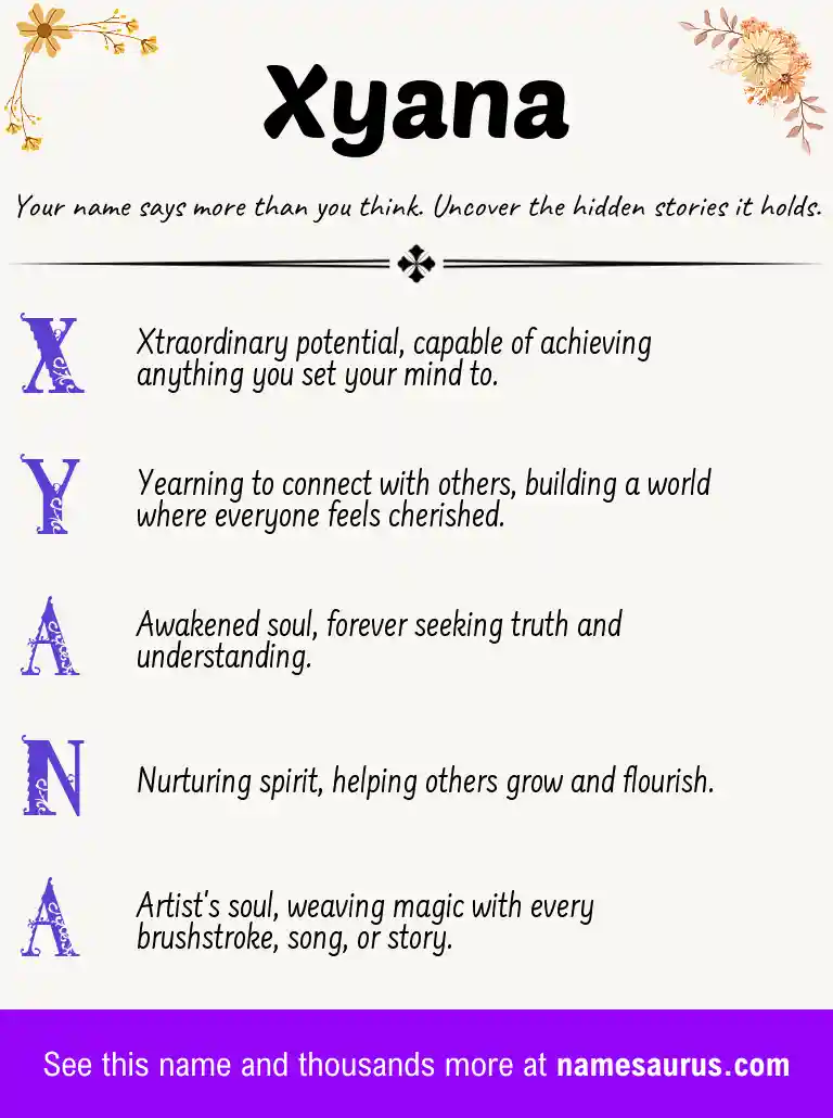 Acrostic poem about Xyana.