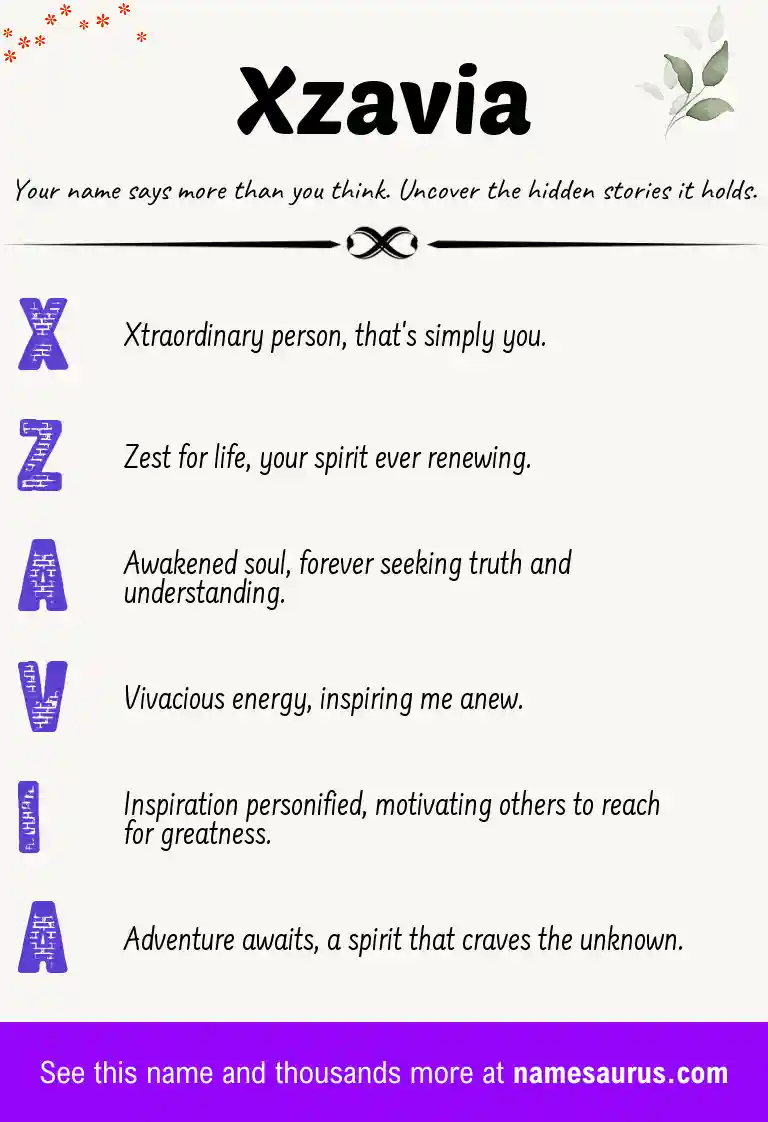 Acrostic poem about Xzavia.