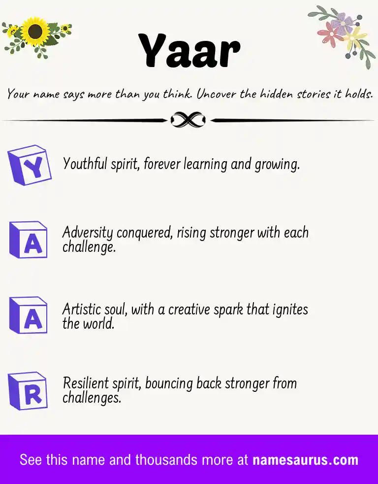 Acrostic poem about Yaar.