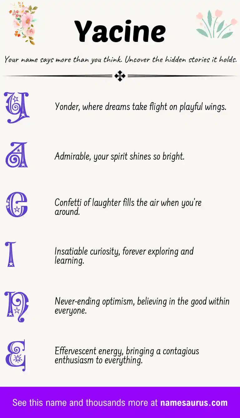 Acrostic poem about Yacine.
