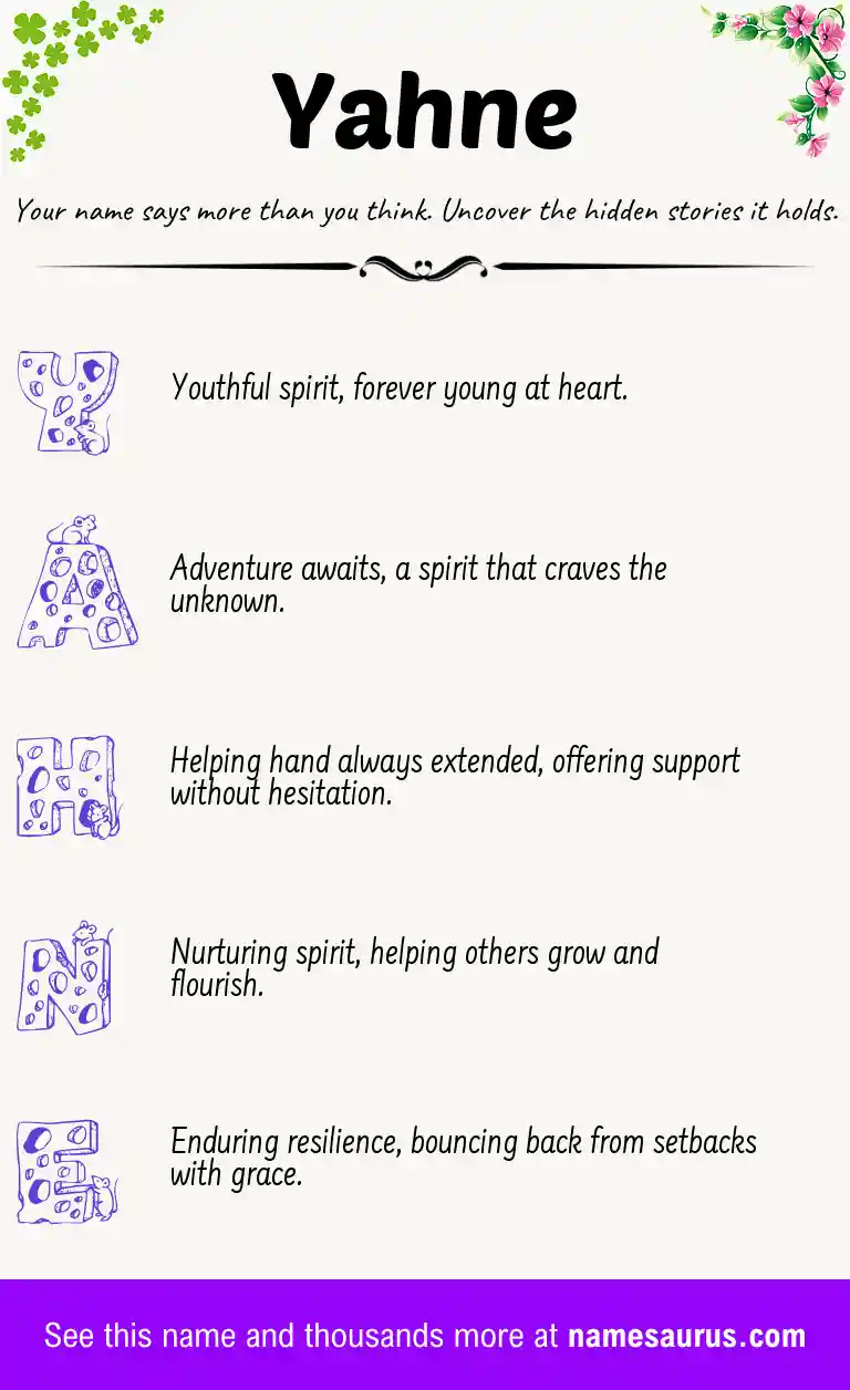 Acrostic poem about Yahne.