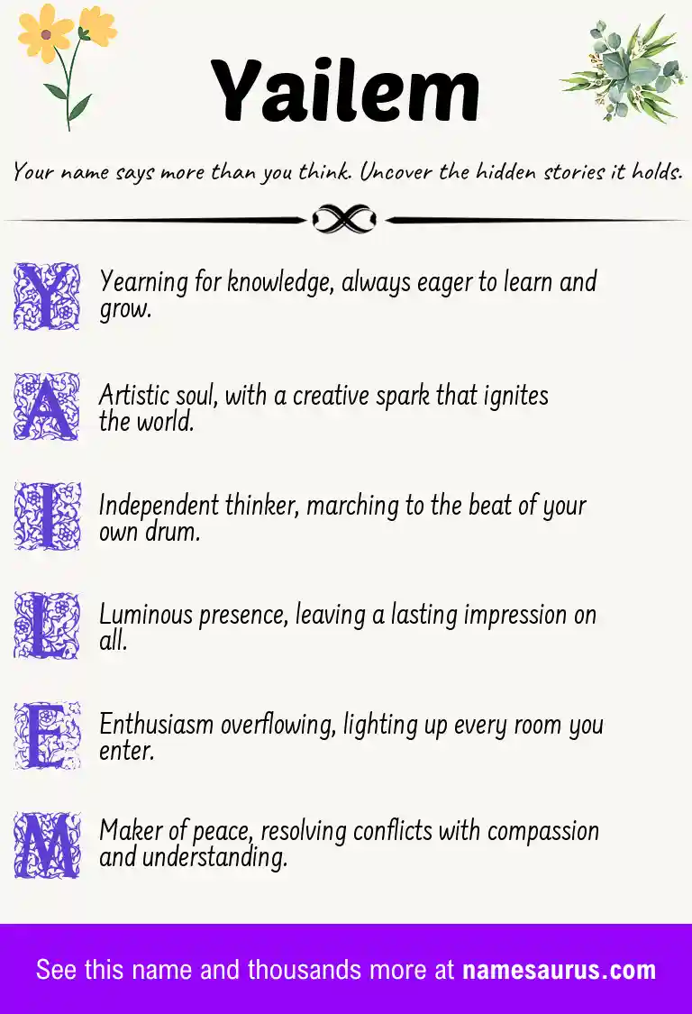 Acrostic poem about Yailem.