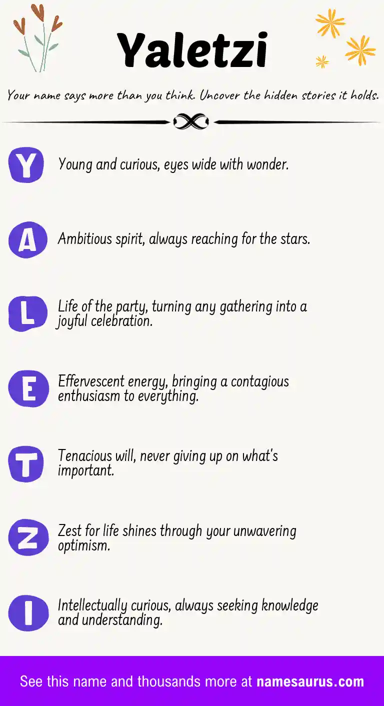 Acrostic poem about Yaletzi.