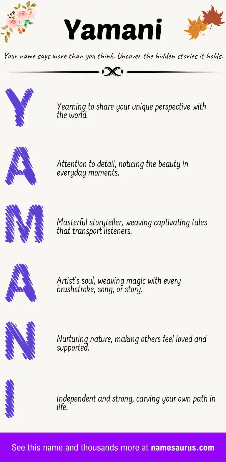 Acrostic poem about Yamani.