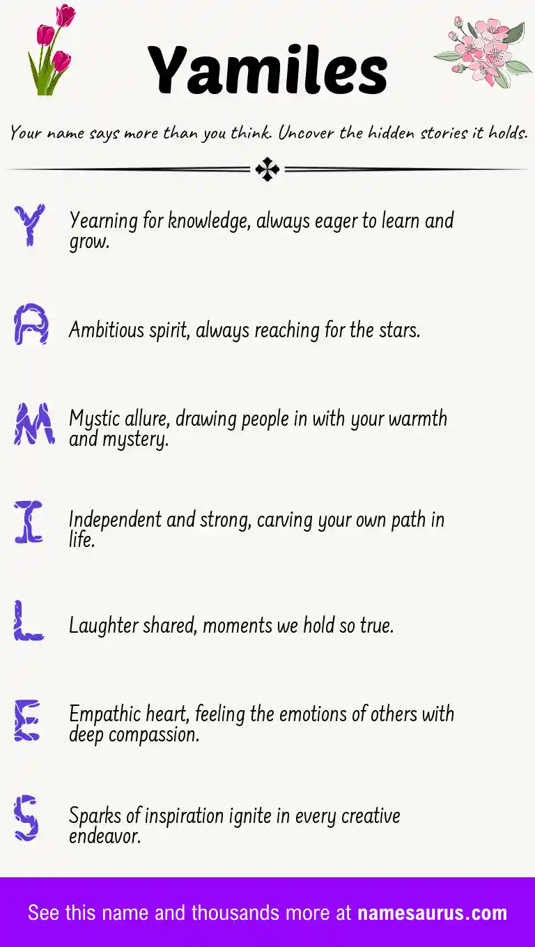 Acrostic poem about Yamiles.