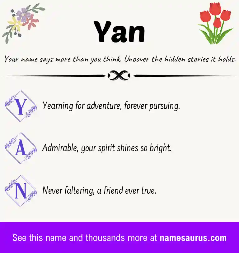 Acrostic poem about Yan.