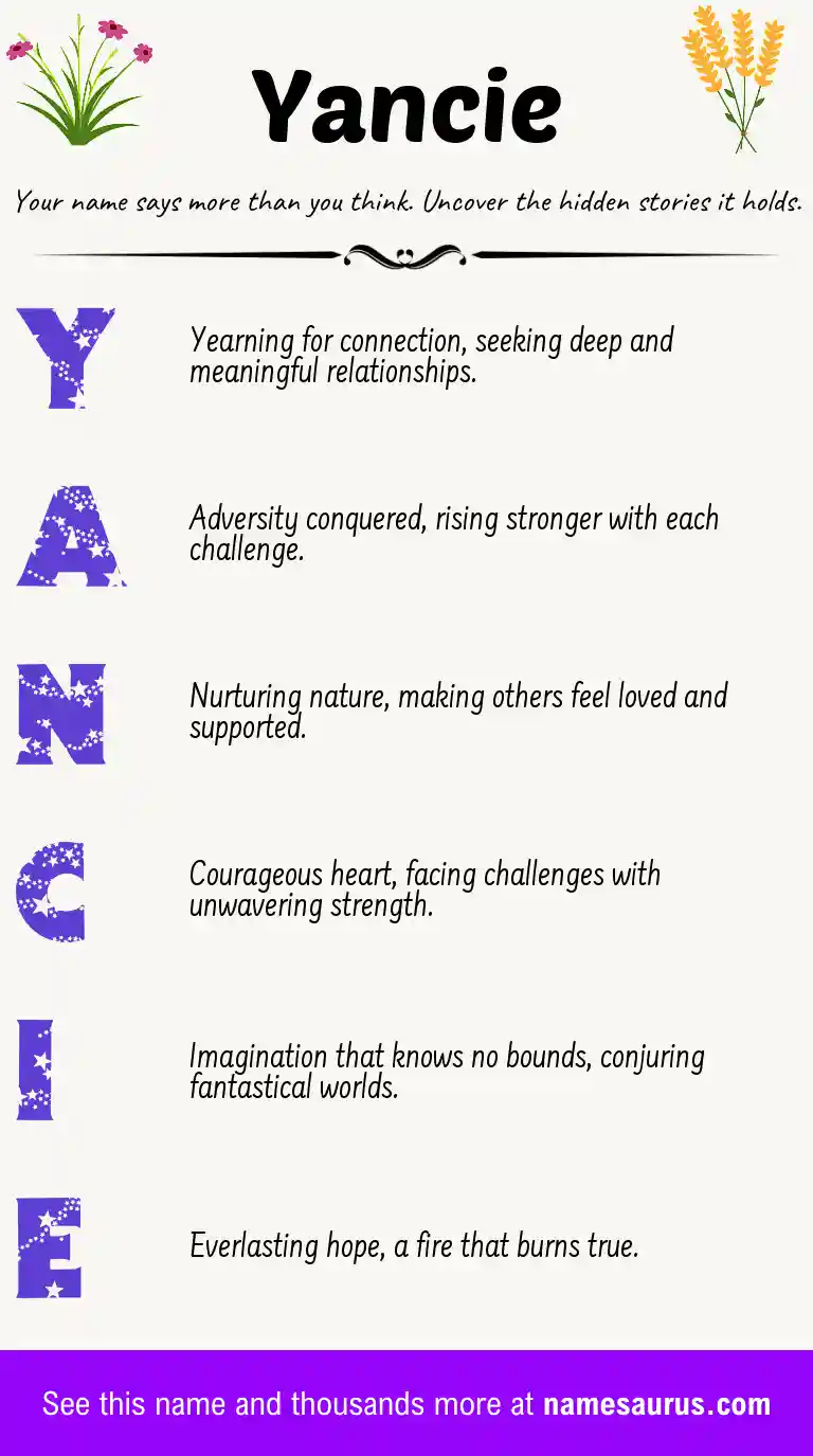 Acrostic poem about Yancie.